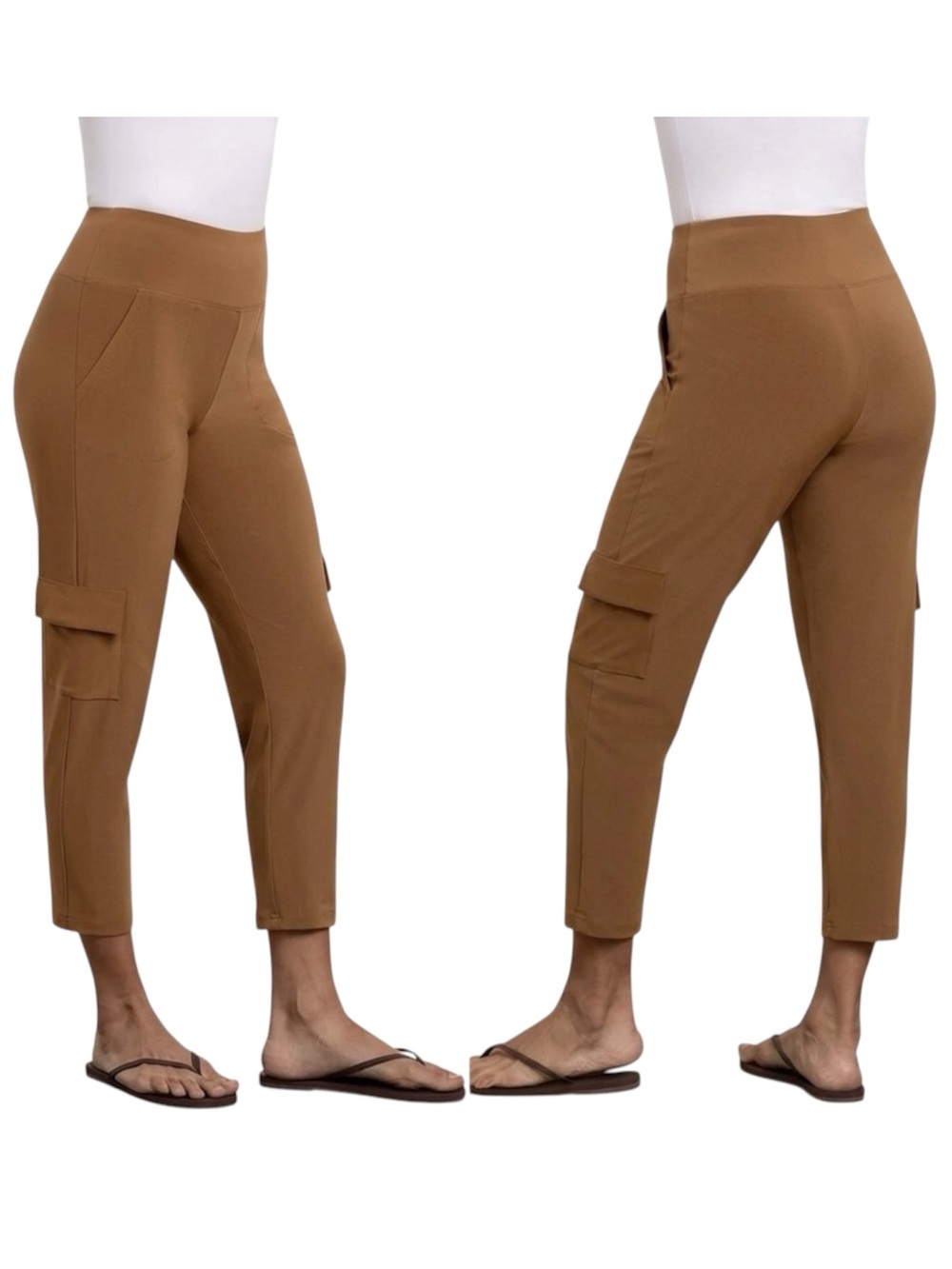 Sympli Safari Ankle Cargo Pull On Pants Size 14 Camel Colour